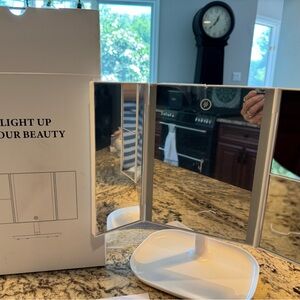 White Vanity Mirror with LED Lights for Bath